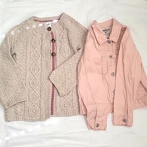 🧣1BD BUNDLE of 2 for Girls. Jacket & Cardigan.Color Tan and Pink. Size 7/8